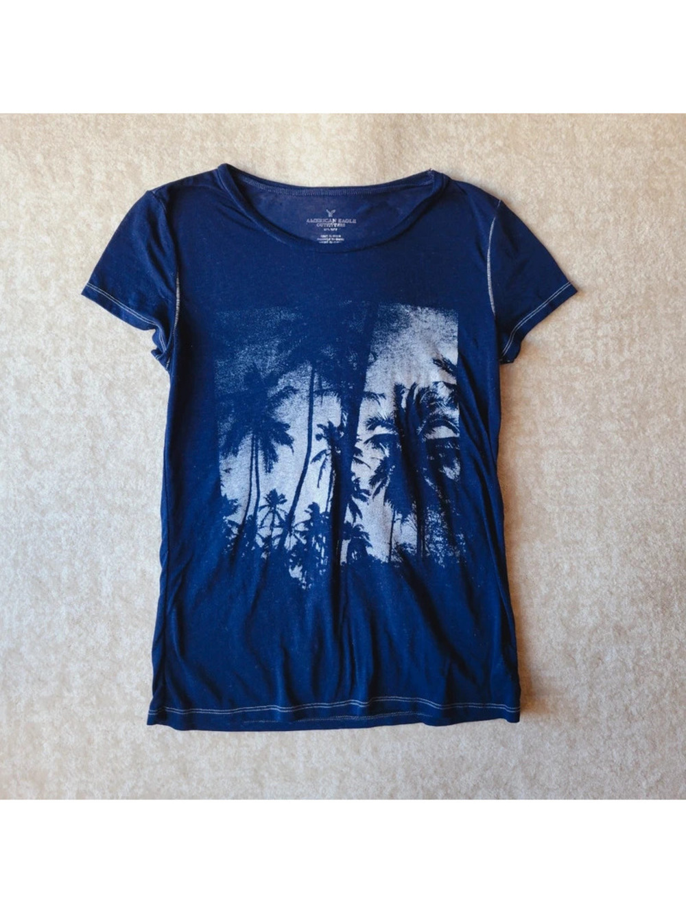 Vintage American Eagle Outfitters Malibu Burnout Shirt Small Womens Blue Fitted